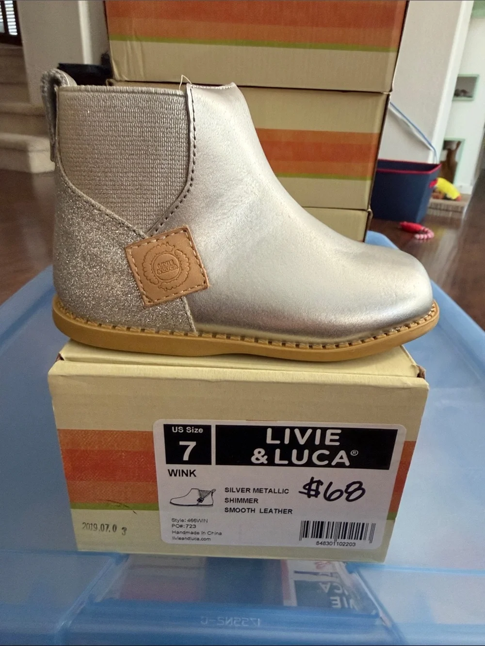Livie & Luca Silver Metallic Chelsea Boot with Tan Trim